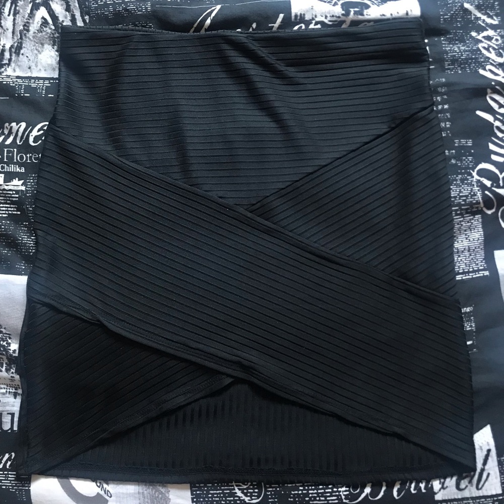 Black Striped Body Con Skirt